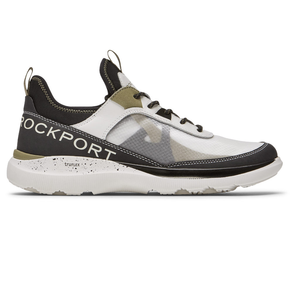 Tenis Rockport Homem Branco/Pretas - Truflex Hybrid Mudguard Tie - 67123BANT